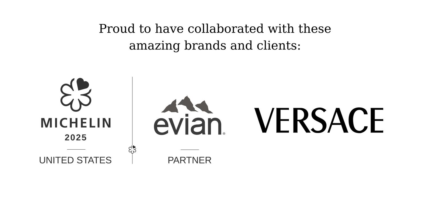 Luxury brands I’ve collaborated with including Evian, Michelin, and Versace in Philadelphia, Pennsylvania.