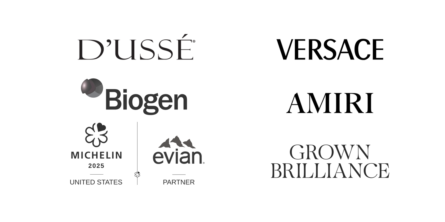 Luxury brands and corporate clients I’ve collaborated with including Evian, Michelin, Versace, Amiri, Grown Brilliance, Biogen and D'usse in Philadelphia, Pennsylvania.